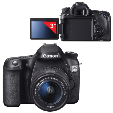 Фотоаппарат зеркальный CANON EOS 70D 18-55мм IS STM, 20,2Мп, 3"ЖК-мон ...