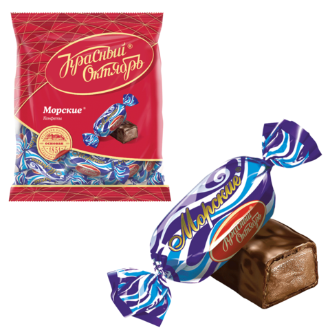 Конфеты шоколадные КРАСНЫЙ ОКТЯБРЬ "Морские", молочная помадка с какао ...