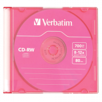  CD-RW VERBATIM 700Mb 8-12 Colour Slim Case 43167 (/-1671)