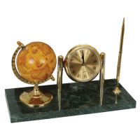Часы на подставке из мрамора GALANT с глобусом и шарик. ручкой 231199