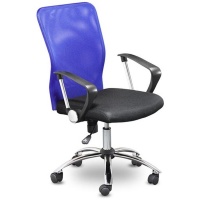 Кресло UP_EChair-203 PTW net ткань черная, сетка синяя, хром