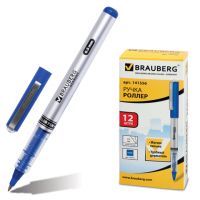 Ручка роллер BRAUBERG RLP002, корпус серый, синие детали, толщ.письма 0,5 мм, 141556, синяя