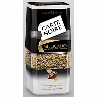 Кофе Carte Noire Millicano раств.с молот. 95г стекло
