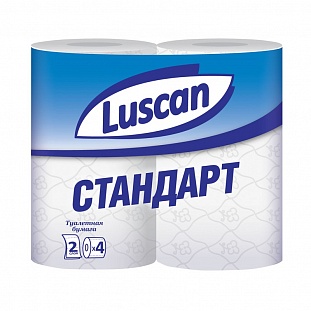 Бумага туалетная LUSCAN Standart 2-сл.,белая с тисн.,4рул./уп.