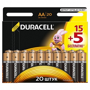 Батарея DURACELL АА/LR6-20BL BASIC 15шт+5 бесплатно бл/20
