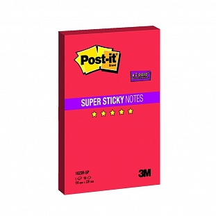 Блок-кубик Post-it Super Sticky 1623R-SP, 150х228мм, неон красный 90 л