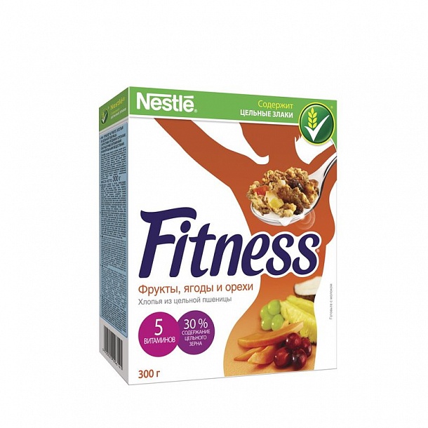 Хлопья Nestle Fitness & Fruits с фруктами, ягодами и орехами 300г ...