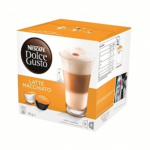 Капсулы для кофемашин NESCAFE DOLCE GUSTO Латте Макиато со вкусом карамели 16х200г