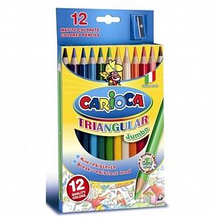 Карандаши цветные 12цв 3-гран,точилка Carioca 42393