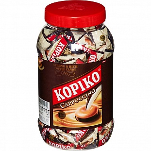 Конфеты Kopiko леденцы вкус кофе со сливками банка 200шт,800гр