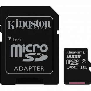 Карта памяти Kingston microSDCX 128GB Class10 UHS-I(SDCX10/128GB)+адаптер