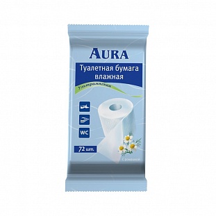 Бумага туалетная влажная AURA 72 шт./уп.