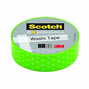 Клейкая лента декор. 3M Scotch Washi C314-P31, 15 мм х 10 м, горошек