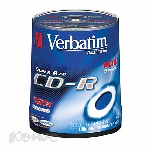 �������� ���������� Verbatim CD-R 700MB 52x CB/100 43430 Crystal