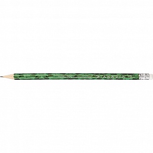 Карандаш чернографитный Сияние с ластиком, НВ, шестигранный, зеленый голограф.корпус