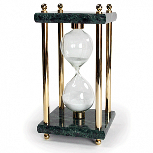 Песочные часы GALANT 15минут, зеленый мрамор с золотистой отделкой 231504