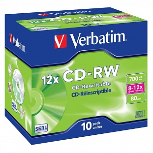 �������� ���������� Verbatim CD-RW 700Mb 12� Jewel/10 43148 Hi-speed