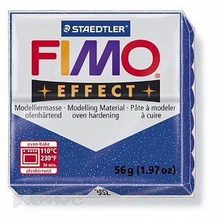 Глина полимерная синяя с блестками,56гр,запек в печке, FIMO, effect, 8020-302