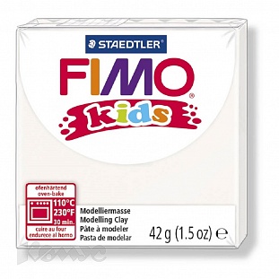 Глина полимерная белая, 42гр, FIMO, kids, 8030-0