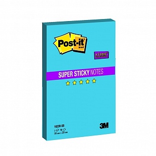 Блок-кубик Post-it Super Sticky 1623R-SB, 150х228мм, неон синий 90 л
