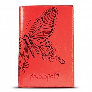 Обложка для паспорта ASKENT Райский остров O-14-NK нат.кожа красный