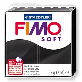 Глина полимерная черная,57гр,запек в печке, FIMO, soft, 8020-9