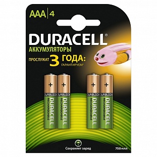 Аккумулятор DURACELL AAA/HR03-4BL 750mAh бл/4
